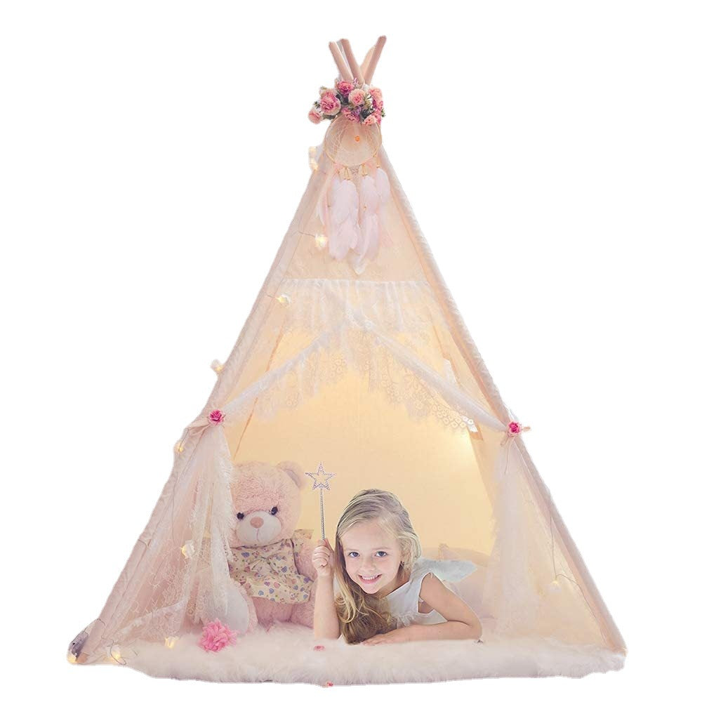Princess Tent for Kids Tent 55"x53" – Princess Toys Kids Tent with Ultra Soft Rug & Star Led Lights – Princess Castle Kids Play Tent Indoor & Outdoor