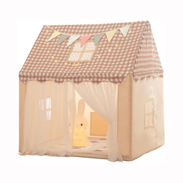 Kids Play Tent, Playhouse for Kids Indoor & Outdoor, Kids Tent with Star Light, Flags and Carry Bag, Washable Kids Tent for Girls & Boys (Without Mat)