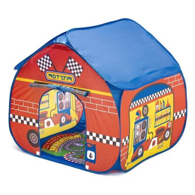 Pit Stop Tent with Race Mat Playhouse, Front & Back Doors, Spacious Interior, Pretend Play, Toddlers & Kids Ages 3+