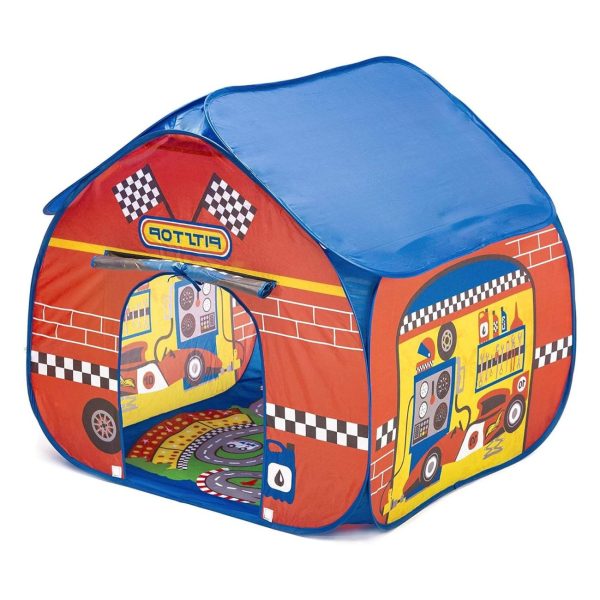 Pit Stop Tent with Race Mat Playhouse, Front & Back Doors, Spacious Interior, Pretend Play, Toddlers & Kids Ages 3+