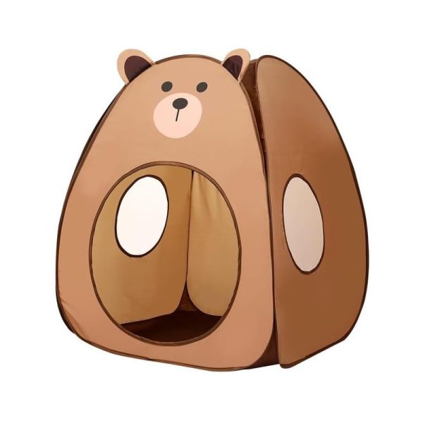 Kids Play Tent Lucky Castle Pop Up Tent for Kids Cute Tent for Boys and Girls Indoor Outdoor Play Tent with Storage Bag Perfect Kids Gift(Brown Bear)