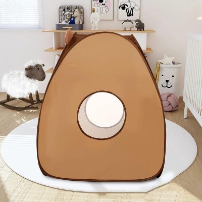 Kids Play Tent Lucky Castle Pop Up Tent for Kids Cute Tent for Boys and Girls Indoor Outdoor Play Tent with Storage Bag Perfect Kids Gift(Brown Bear)