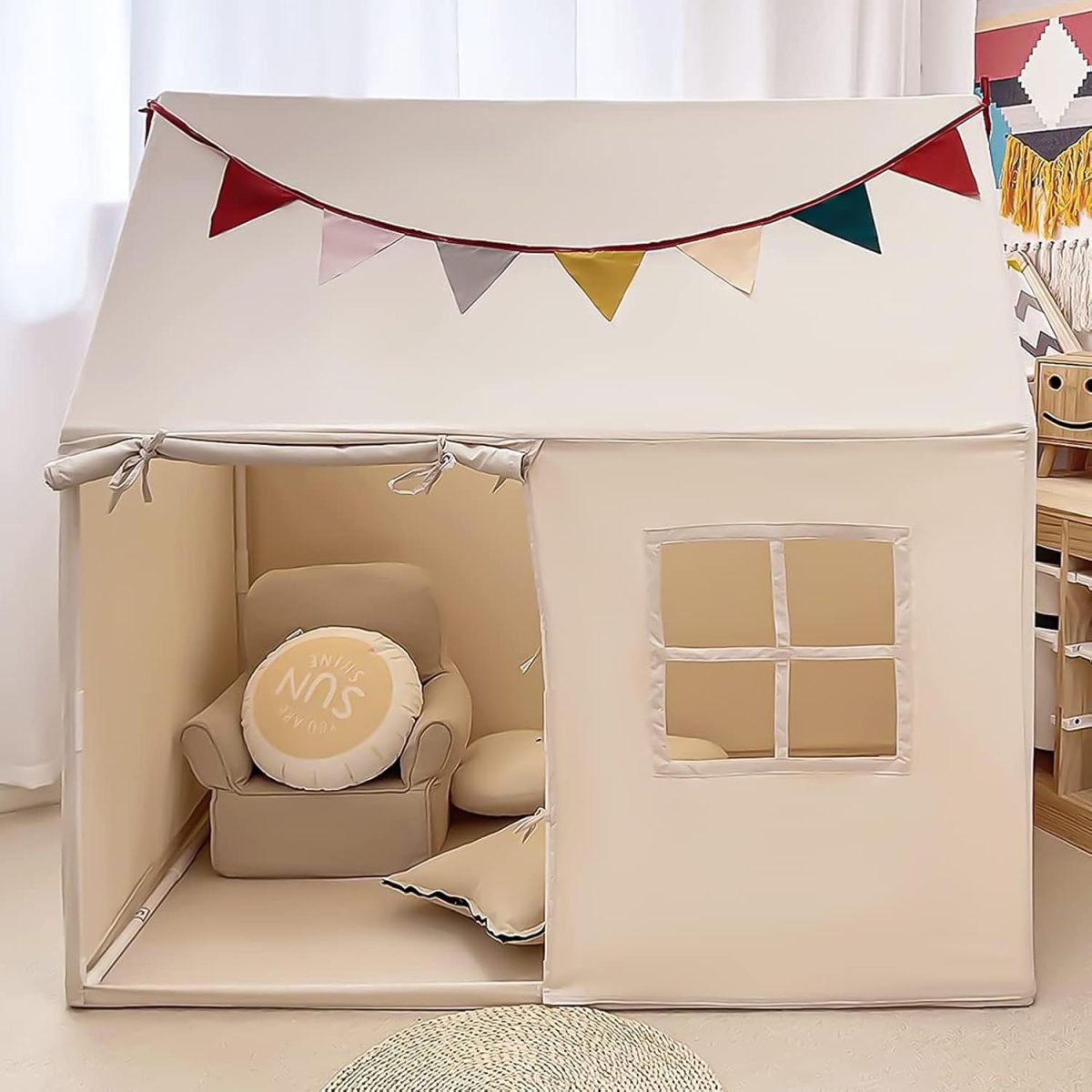 Kids Tent Indoor & Outdoor Toddler Tent Kids Play Tent Large Kids Playhouse Tent Toys with Pennant Banners