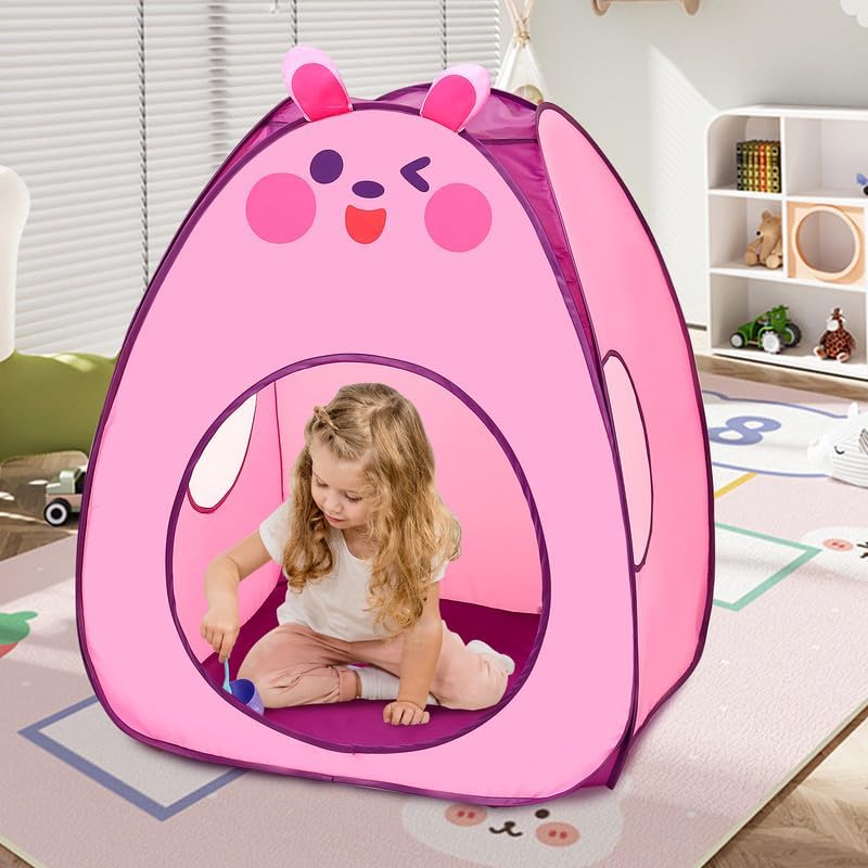 Kids Play Tent Lucky Castle Pop Up Tent for Kids Cute Tent for Boys and Girls Indoor Outdoor Play Tent with Storage Bag Perfect Kids Gift(Brown Bear)