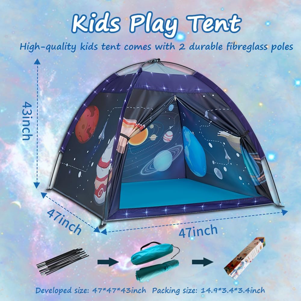 Kids Play Tent-61”x61”x45”Imaginative Play Popup Tent Space World Tent for Kids Indoor/Outdoor Fun-Kids Galaxy Dome Tent Playhouse for Boys and Girls,Perfect Kid’s Gift…