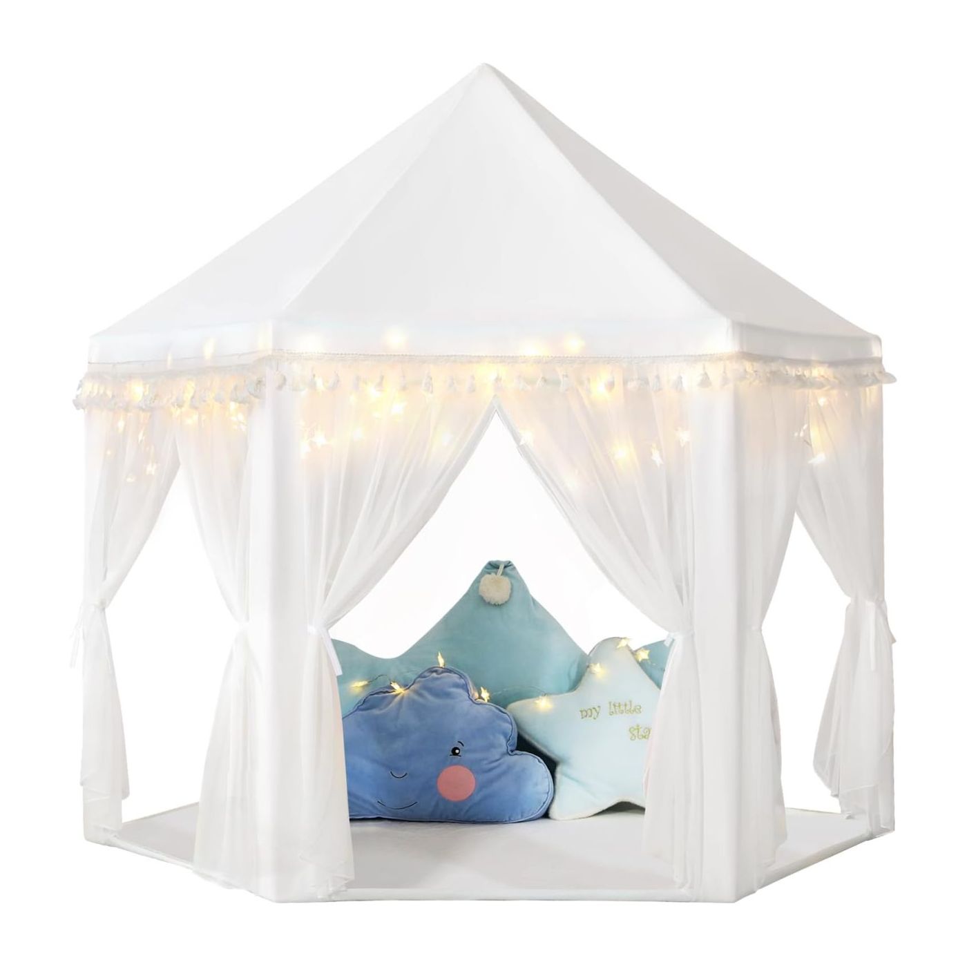 Baby Ball Pit for Toddler: with Star Lights - Pop Up Princess Play Tent for Kids - Indoor Outdoor Baby Girl Toys Birthday Gifts - NO Balls (Grayish Green Tent)
