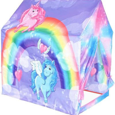 Unicorn Play Tent Kids Tent Girls & Boys, Princess Castle Tent Pretend Playhouse for Children Indoor and Outdoor Fun, Foldable Playhouse Toy Gift
