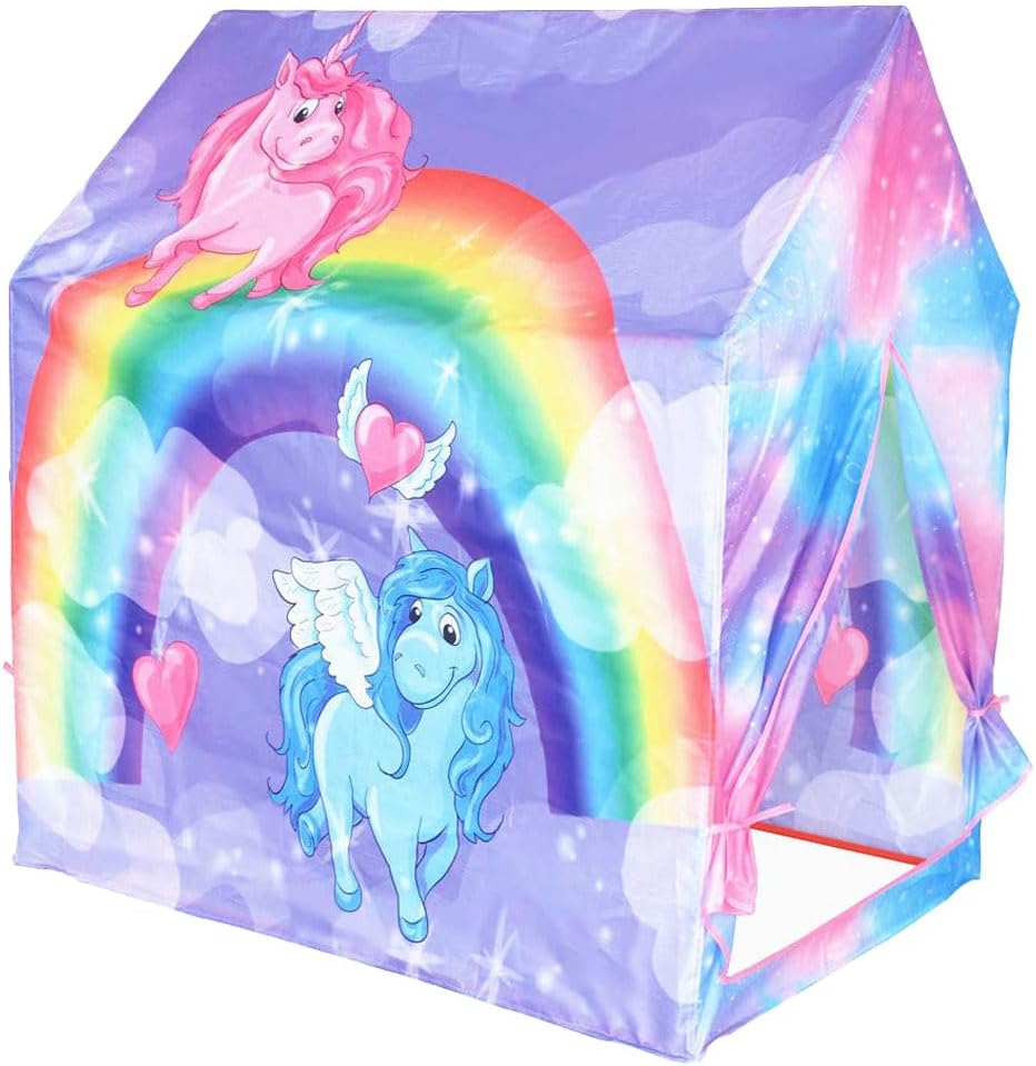 Unicorn Play Tent Kids Tent Girls & Boys, Princess Castle Tent Pretend Playhouse for Children Indoor and Outdoor Fun, Foldable Playhouse Toy Gift