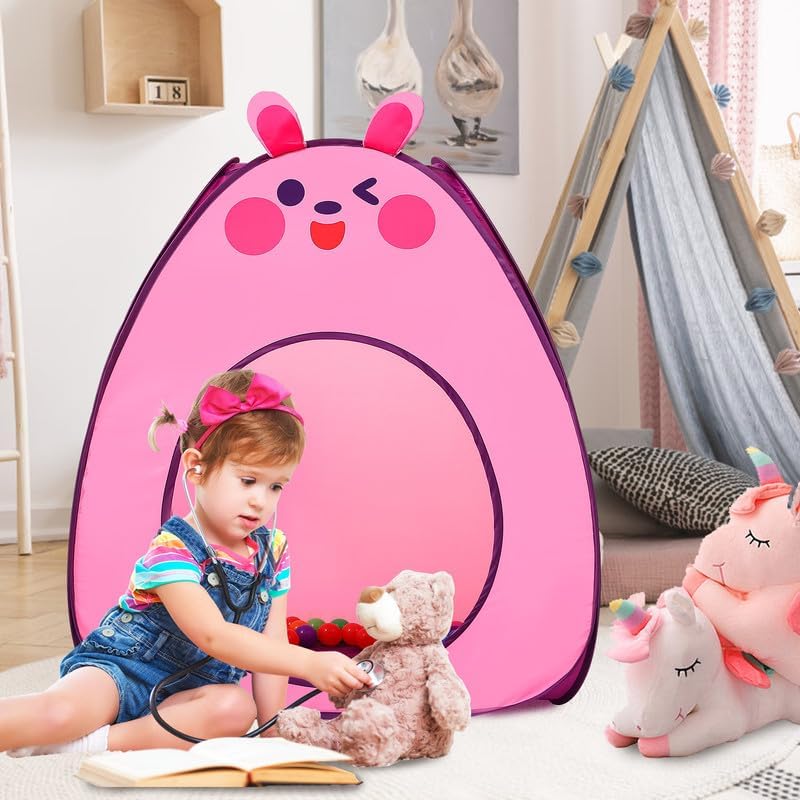 Kids Play Tent Lucky Castle Pop Up Tent for Kids Cute Tent for Boys and Girls Indoor Outdoor Play Tent with Storage Bag Perfect Kids Gift(Brown Bear)