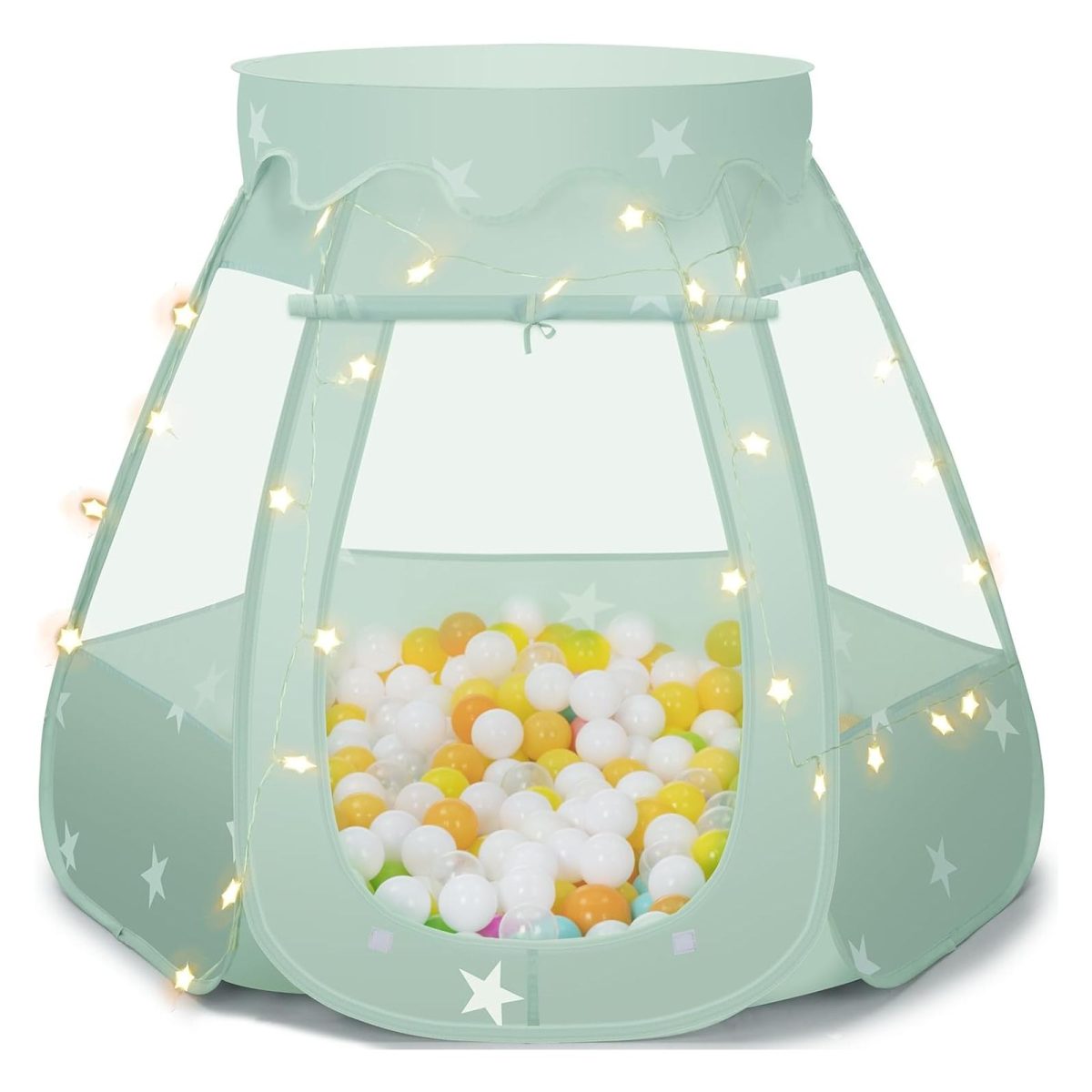 Baby Ball Pit for Toddler: with Star Lights - Pop Up Princess Play Tent for Kids - Indoor Outdoor Baby Girl Toys Birthday Gifts - NO Balls (Grayish Green Tent)