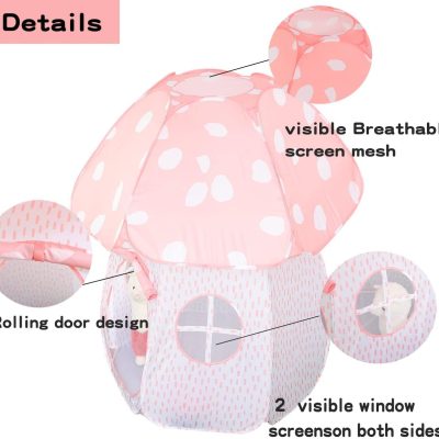 Play Tent for Kids Pop Up Tent Indoor Outdoor Boys and Girls Playhouse with Exquisite Design for Imaginative Mushroom Tent by CRAWLBO Patented (Pink, Small)