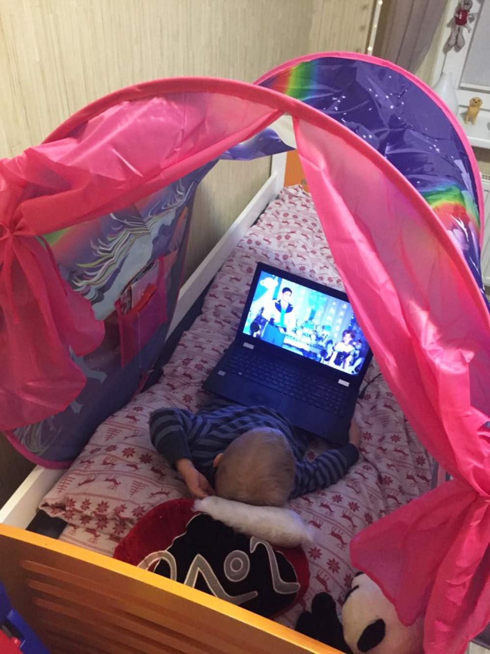 Kids Dream Bed Tent Twin Size - Deluxe Space Adventure & Dinosaur Island & Unicorn & Winter Wonderland, Boys Girls Pop up Play Tents Children Game Tent Magical Playhouse Christmas Birthday Gifts