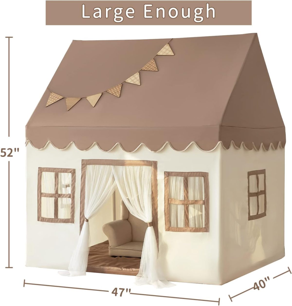 Play Tent with Mat, Kids Tent Playhouse for Kids Indoor Playhouse Large for Girls Tent Baby Tent Kids Play Tent Bed Tent for Toddler