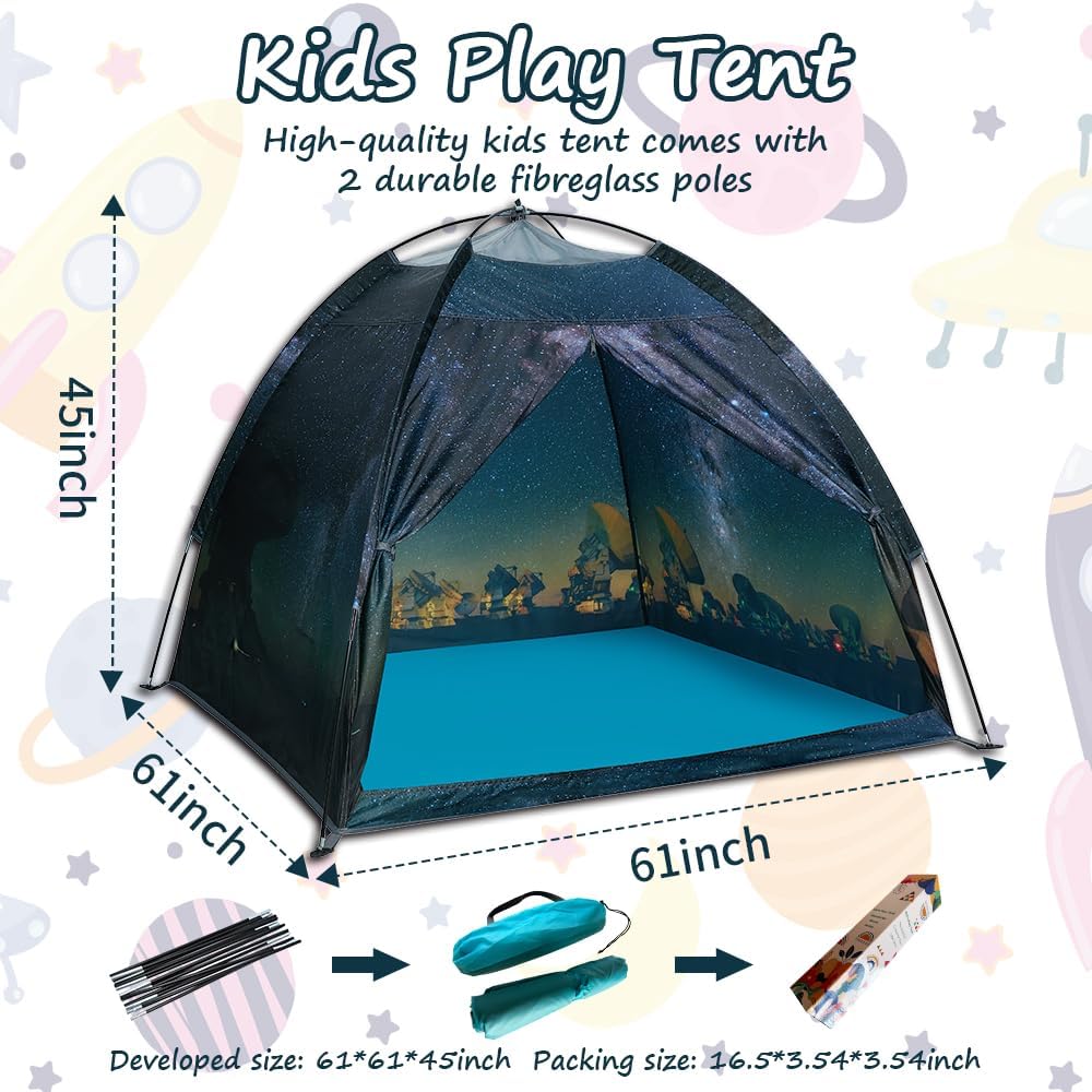 Kids Play Tent-61”x61”x45”Imaginative Play Popup Tent Space World Tent for Kids Indoor/Outdoor Fun-Kids Galaxy Dome Tent Playhouse for Boys and Girls,Perfect Kid’s Gift…