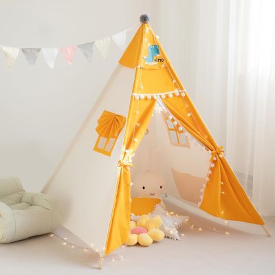 Teepee Tent for Kids，Kids Play Tent Indoor Outdoor Indian Tents Boys Girls Playhouse Cotton Canvas Tipi with Carry Bag