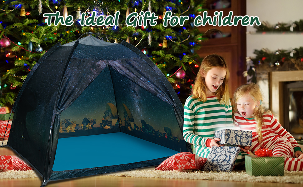 The perfect pop up tent for kids who dream of becoming astronauts or who enjoy personal space.