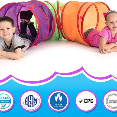Kids Play Tunnel Tent for Toddlers, Colorful Pop Up Crawl Tunnel Toy for Baby or Pet, Collapsible Gift for Boy and Girl 6 Foot Play Tunnel Indoor and Outdoor Game