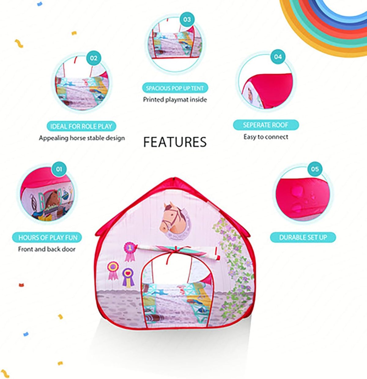 Pit Stop Tent with Race Mat Playhouse, Front & Back Doors, Spacious Interior, Pretend Play, Toddlers & Kids Ages 3+