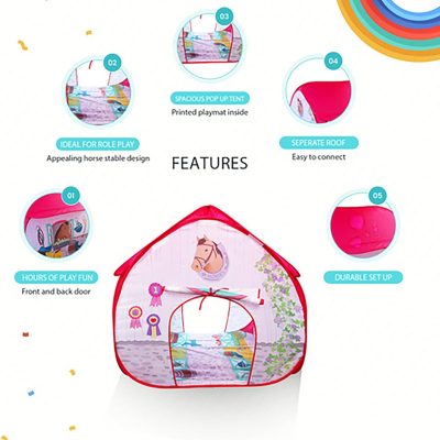 Pit Stop Tent with Race Mat Playhouse, Front & Back Doors, Spacious Interior, Pretend Play, Toddlers & Kids Ages 3+