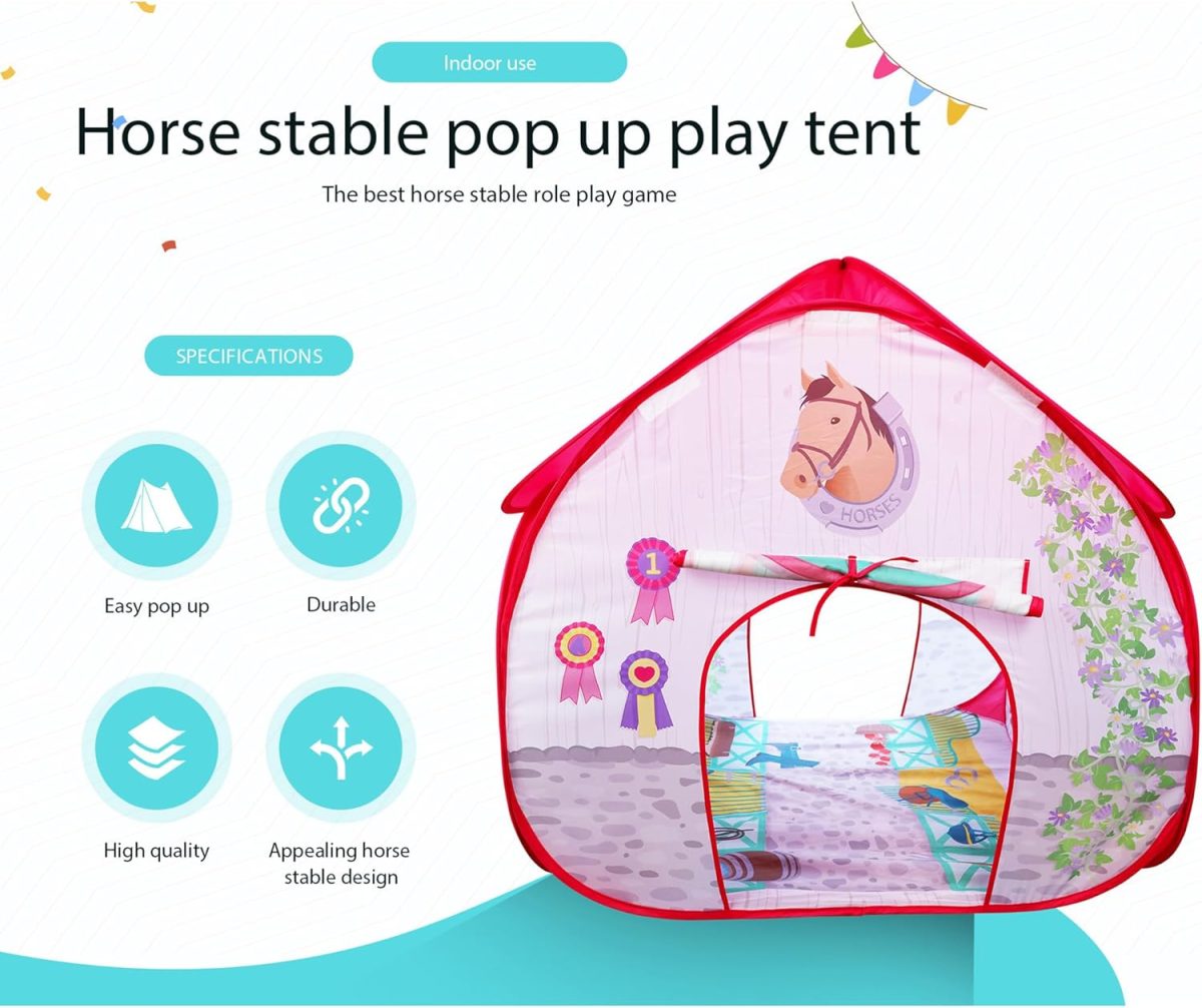 Pit Stop Tent with Race Mat Playhouse, Front & Back Doors, Spacious Interior, Pretend Play, Toddlers & Kids Ages 3+
