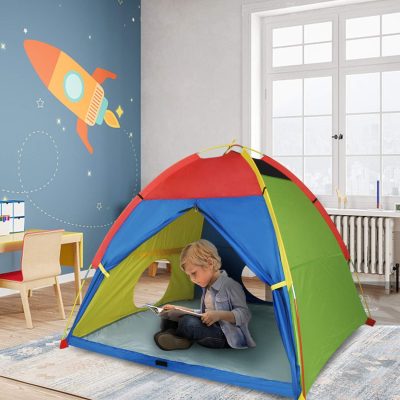 Kids Play Tent & Playhouse-60”x60”x47” Kids Pop Up Tent Children Camping Playhouse Indoor Outdoor Play Tents for Boys Girls Large Space Kids Tents with Rainfly Perfect Kid’s Gift
