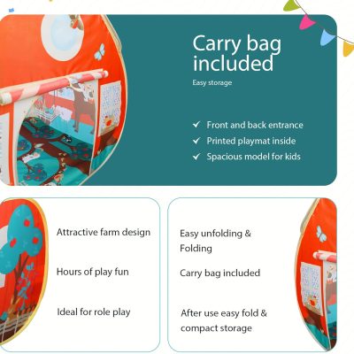 Pit Stop Tent with Race Mat Playhouse, Front & Back Doors, Spacious Interior, Pretend Play, Toddlers & Kids Ages 3+