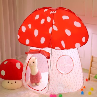 Play Tent for Kids Pop Up Tent Indoor Outdoor Boys and Girls Playhouse with Exquisite Design for Imaginative Mushroom Tent by CRAWLBO Patented (Pink, Small)