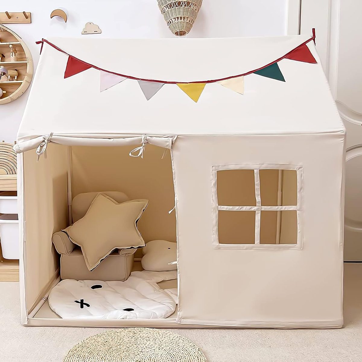 Kids Tent Indoor & Outdoor Toddler Tent Kids Play Tent Large Kids Playhouse Tent Toys with Pennant Banners
