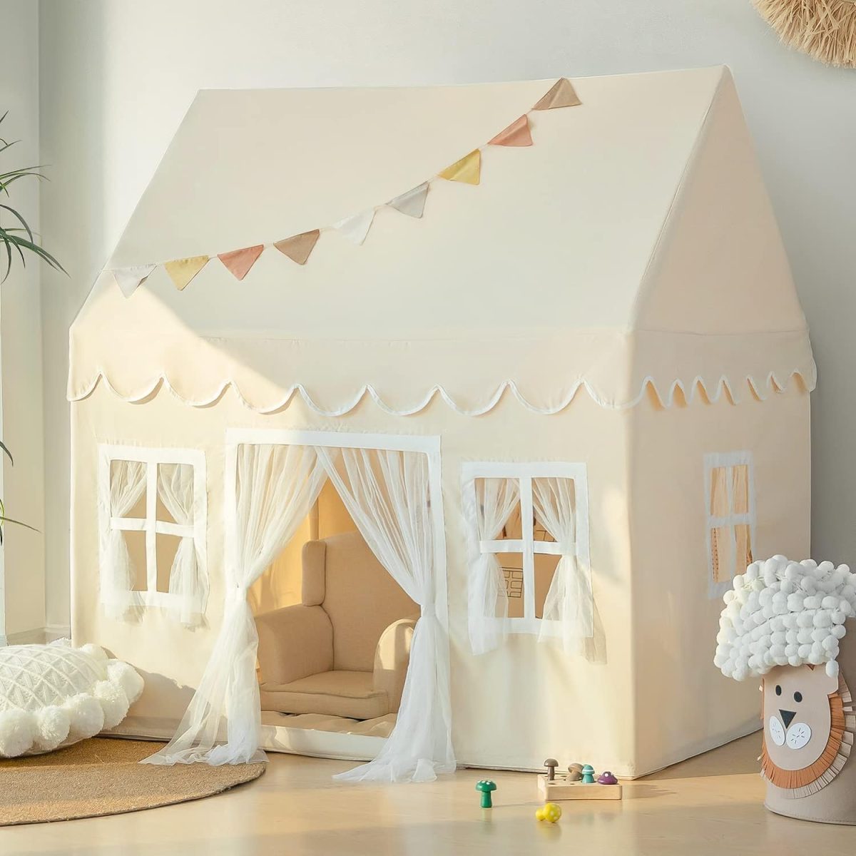 Play Tent with Mat, Kids Tent Playhouse for Kids Indoor Playhouse Large for Girls Tent Baby Tent Kids Play Tent Bed Tent for Toddler