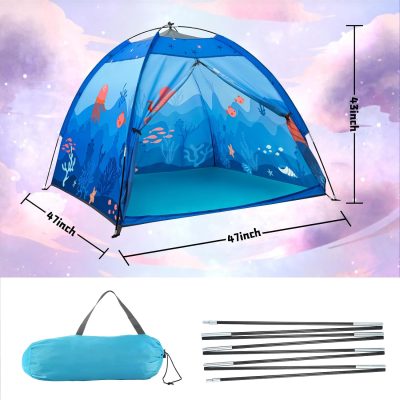 Undersea World Kids Play Tent Undersea World Tent for Kids, Kids Play Tent Foldable Pop Up Kids Tent Indoor Outdoor Party Undersea World Playhouse Tent Toy for Boys Girls-47 * 47 * 41 (Blue)