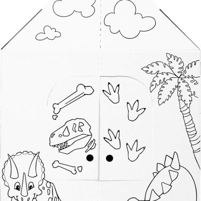 Easy Playhouse Cardboard Dinosaur House - Kids Art & Craft for Indoor & Outdoor Fun, Color Dino Species, 32inchesX26.5inchesX40.5inches