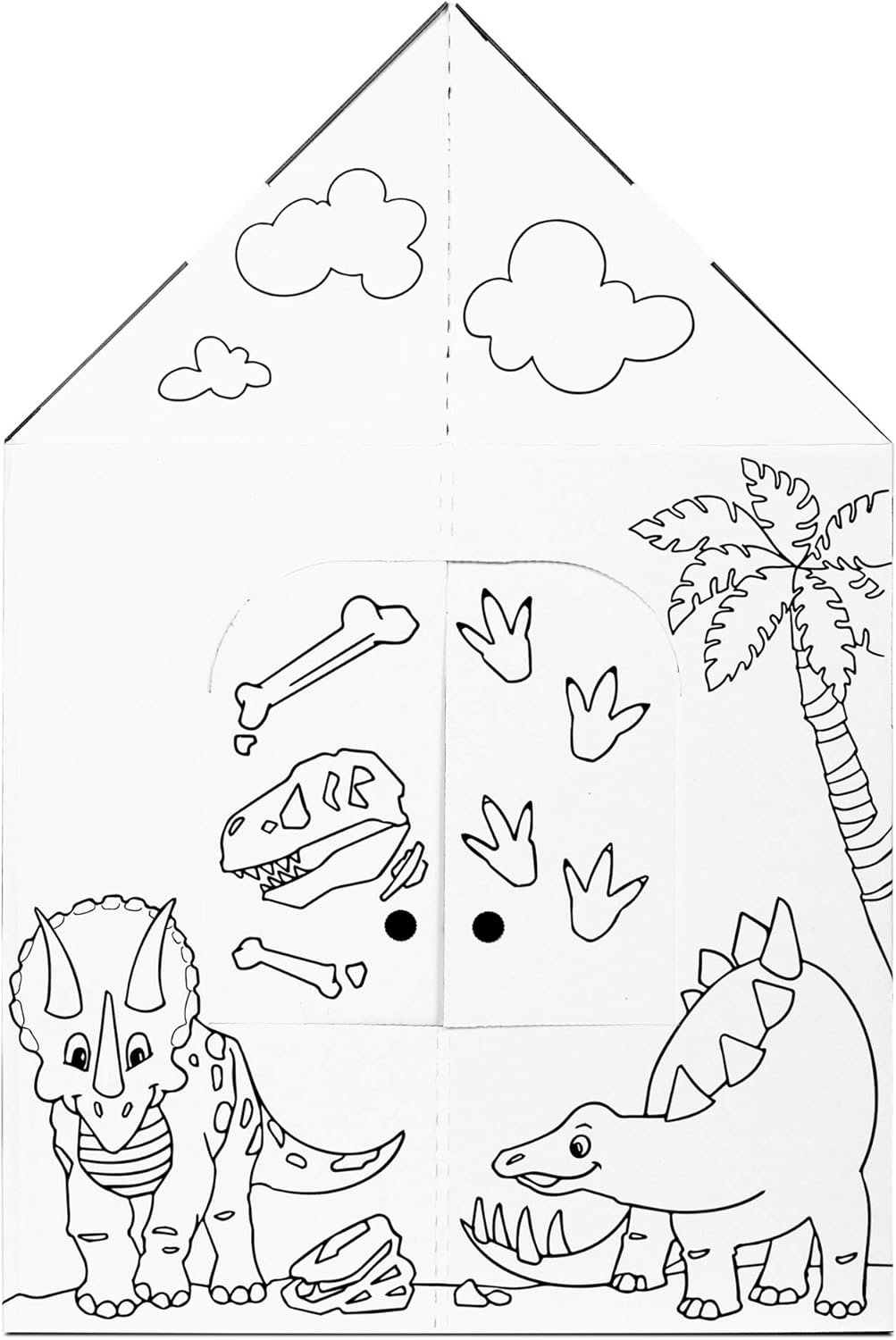 Easy Playhouse Cardboard Dinosaur House - Kids Art & Craft for Indoor & Outdoor Fun, Color Dino Species, 32inchesX26.5inchesX40.5inches