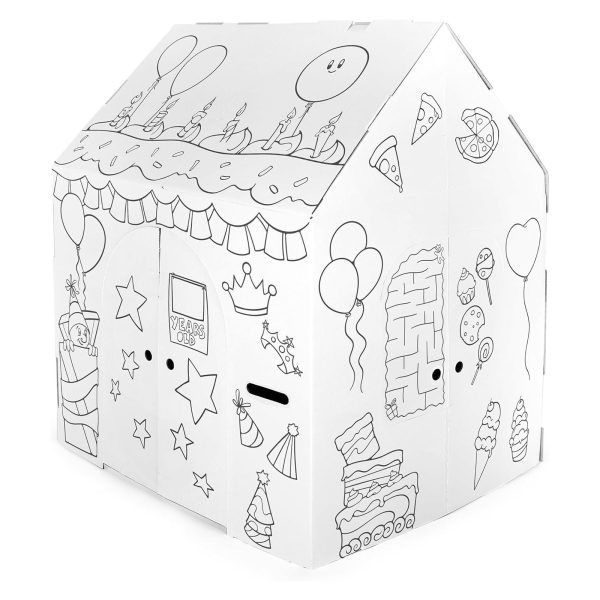 Easy Playhouse Birthday - Kids Art & Craft for Indoor & Outdoor Fun, Color, Draw, Doodle – Decorate & Personalize The Cardboard Fort, 32" X 26. 5" X 40. 5" - Made in USA, Age 3+