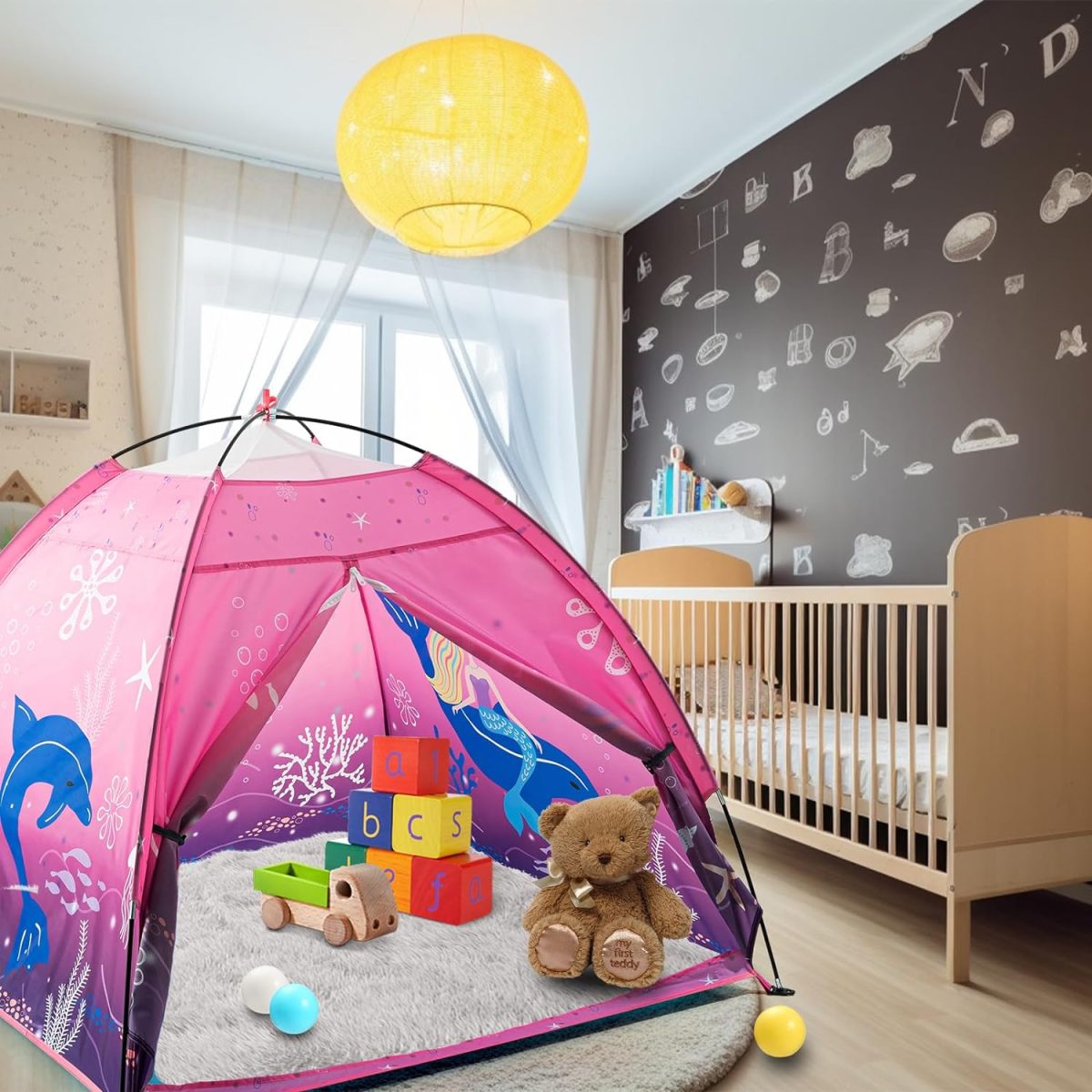 Undersea World Kids Play Tent Undersea World Tent for Kids, Kids Play Tent Foldable Pop Up Kids Tent Indoor Outdoor Party Undersea World Playhouse Tent Toy for Boys Girls-47 * 47 * 41 (Blue)