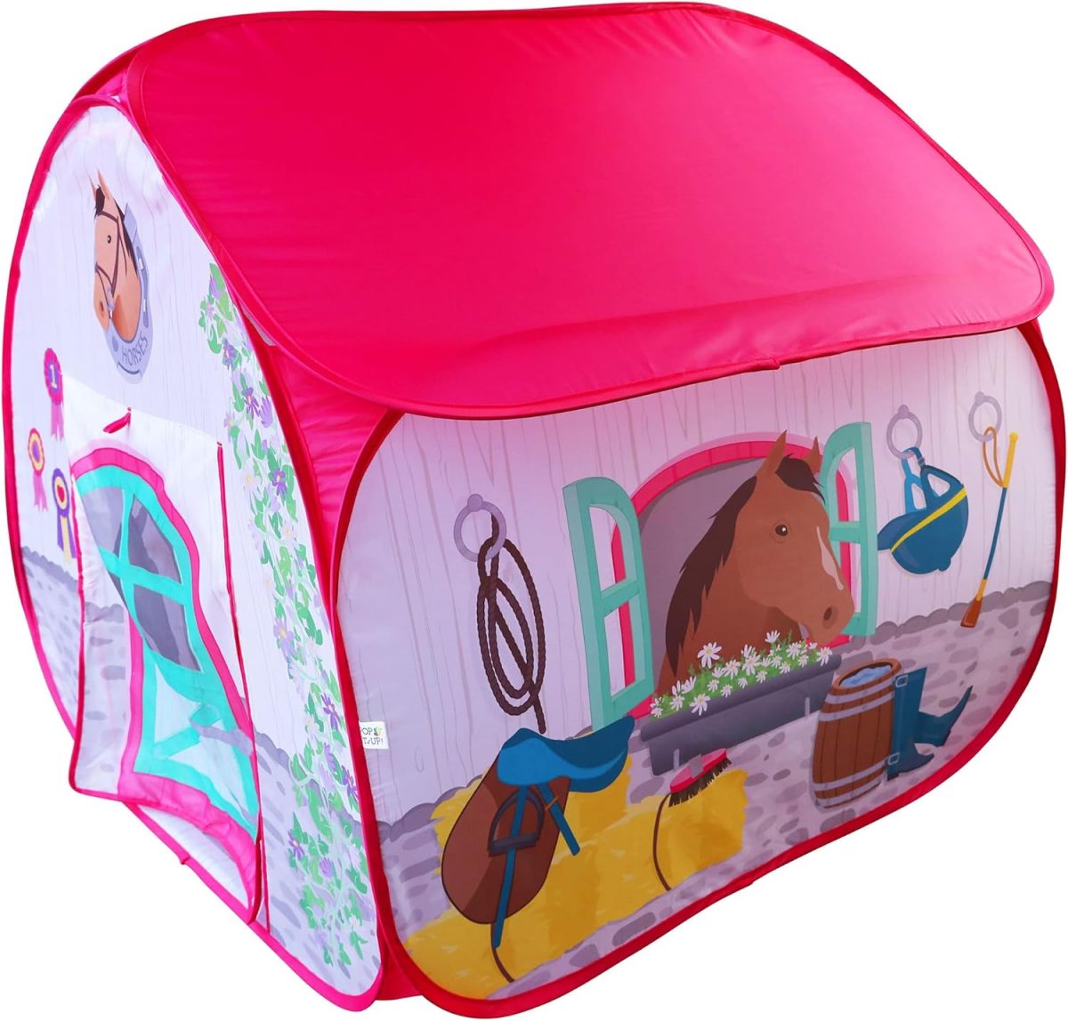 Pit Stop Tent with Race Mat Playhouse, Front & Back Doors, Spacious Interior, Pretend Play, Toddlers & Kids Ages 3+