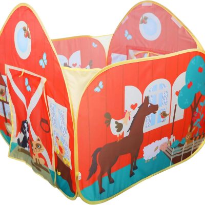 Pit Stop Tent with Race Mat Playhouse, Front & Back Doors, Spacious Interior, Pretend Play, Toddlers & Kids Ages 3+