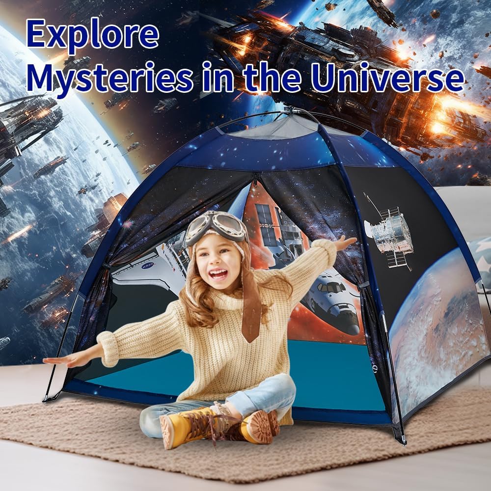 Kids Play Tent-61”x61”x45”Imaginative Play Popup Tent Space World Tent for Kids Indoor/Outdoor Fun-Kids Galaxy Dome Tent Playhouse for Boys and Girls,Perfect Kid’s Gift…