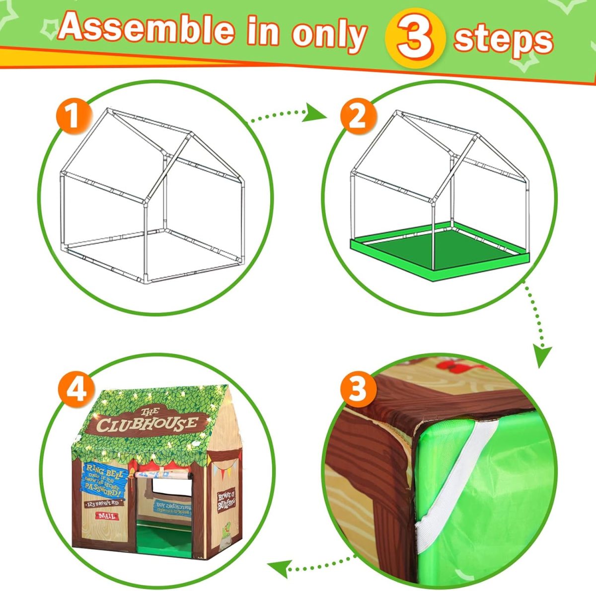 Kids Play Tent Indoor: Clubhouse Tent for Kids with Roll-up Door and Windows for Outdoor Games - Boys Tent Playhouse Toddlers Toys Tent for Birthday Gifts