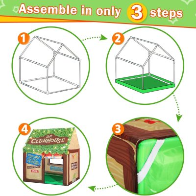 Kids Play Tent Indoor: Clubhouse Tent for Kids with Roll-up Door and Windows for Outdoor Games - Boys Tent Playhouse Toddlers Toys Tent for Birthday Gifts