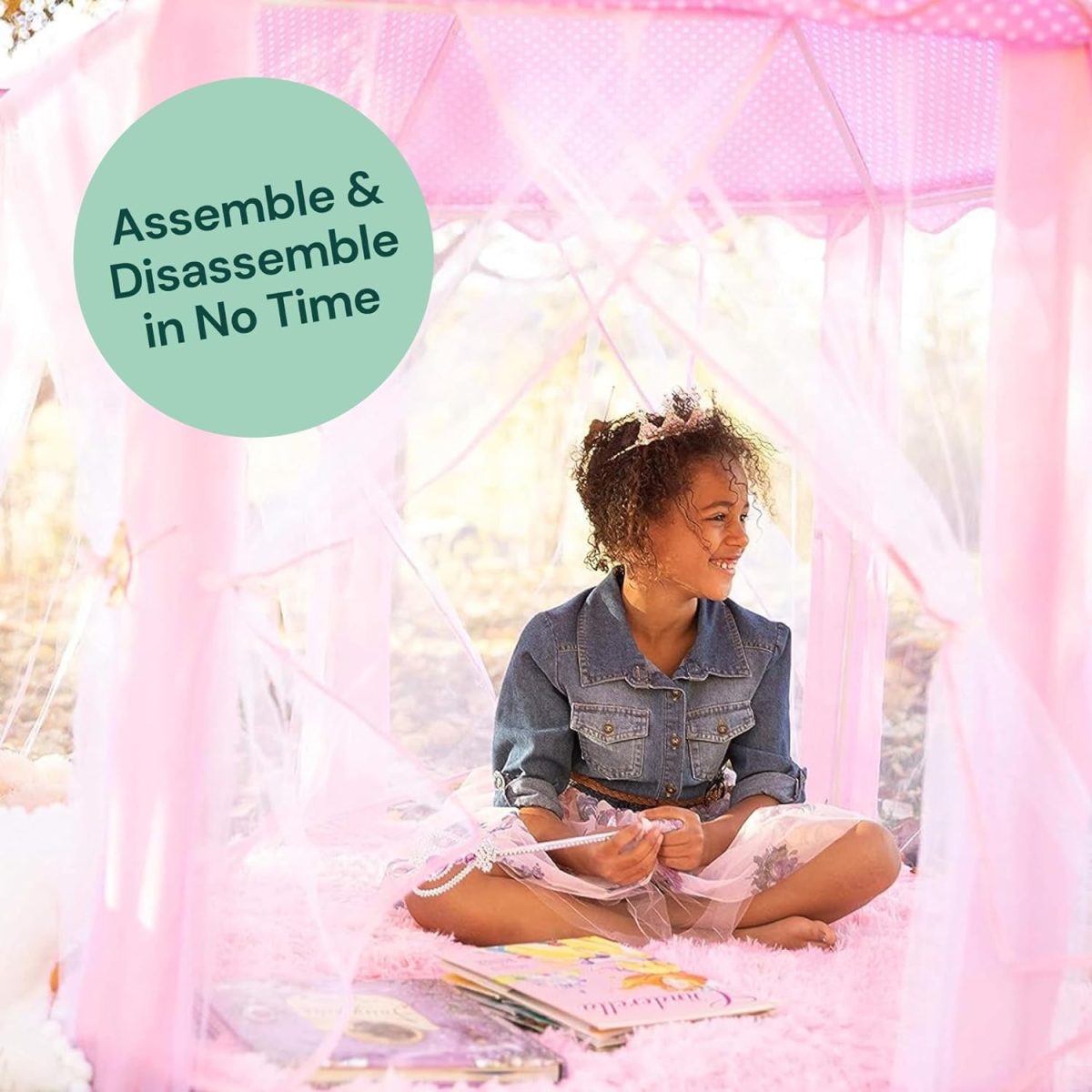 Princess Tent for Kids Tent 55"x53" – Princess Toys Kids Tent with Ultra Soft Rug & Star Led Lights – Princess Castle Kids Play Tent Indoor & Outdoor