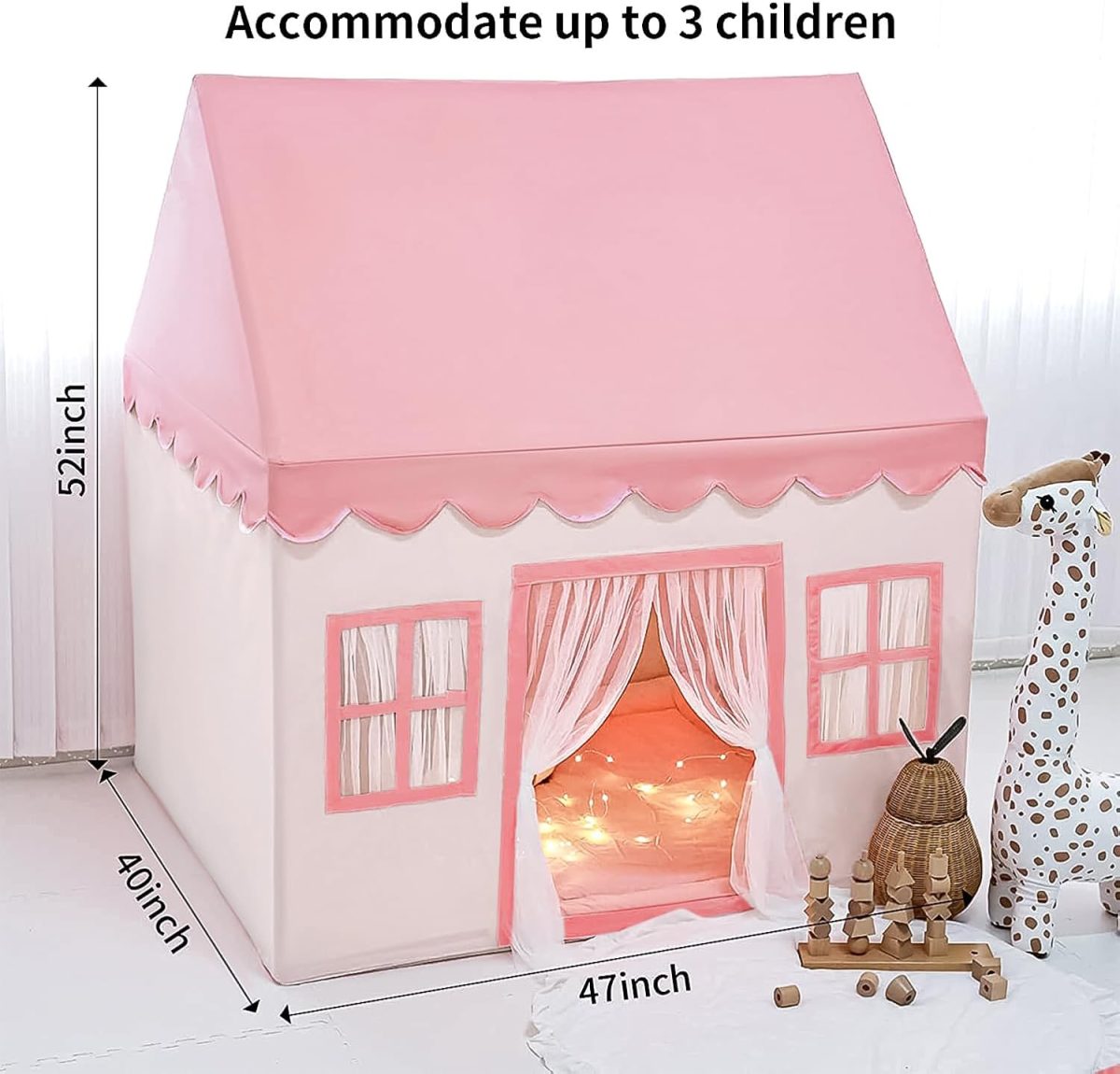 Play Tent with Mat, Kids Tent Playhouse for Kids Indoor Playhouse Large for Girls Tent Baby Tent Kids Play Tent Bed Tent for Toddler