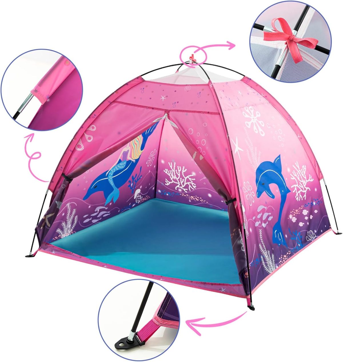 Undersea World Kids Play Tent Undersea World Tent for Kids, Kids Play Tent Foldable Pop Up Kids Tent Indoor Outdoor Party Undersea World Playhouse Tent Toy for Boys Girls-47 * 47 * 41 (Blue)