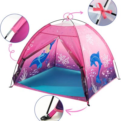 Undersea World Kids Play Tent Undersea World Tent for Kids, Kids Play Tent Foldable Pop Up Kids Tent Indoor Outdoor Party Undersea World Playhouse Tent Toy for Boys Girls-47 * 47 * 41 (Blue)