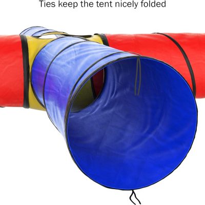 Hey! Play! Kids Play Tunnel- 4-Way Pop Up Crawl Through Tent, Indoor/Outdoor Fun for Kids, Dogs, Toddlers & Children, Foldable & Portable Playhouse, Multicolor
