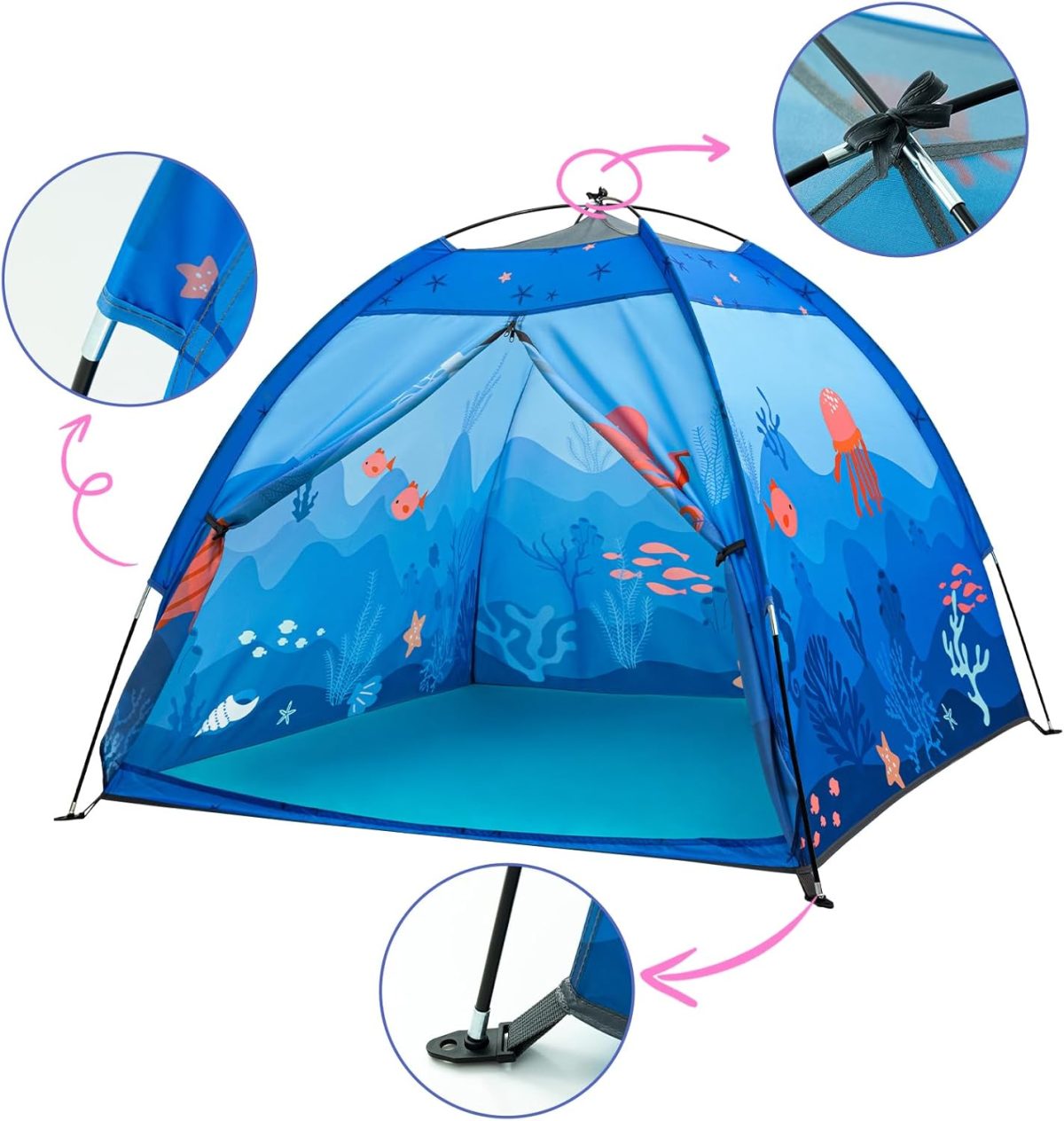 Undersea World Kids Play Tent Undersea World Tent for Kids, Kids Play Tent Foldable Pop Up Kids Tent Indoor Outdoor Party Undersea World Playhouse Tent Toy for Boys Girls-47 * 47 * 41 (Blue)