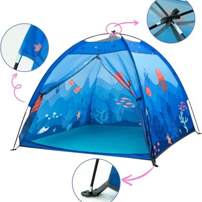 Undersea World Kids Play Tent Undersea World Tent for Kids, Kids Play Tent Foldable Pop Up Kids Tent Indoor Outdoor Party Undersea World Playhouse Tent Toy for Boys Girls-47 * 47 * 41 (Blue)