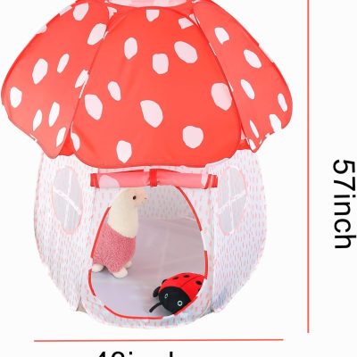 Play Tent for Kids Pop Up Tent Indoor Outdoor Boys and Girls Playhouse with Exquisite Design for Imaginative Mushroom Tent by CRAWLBO Patented (Pink, Small)