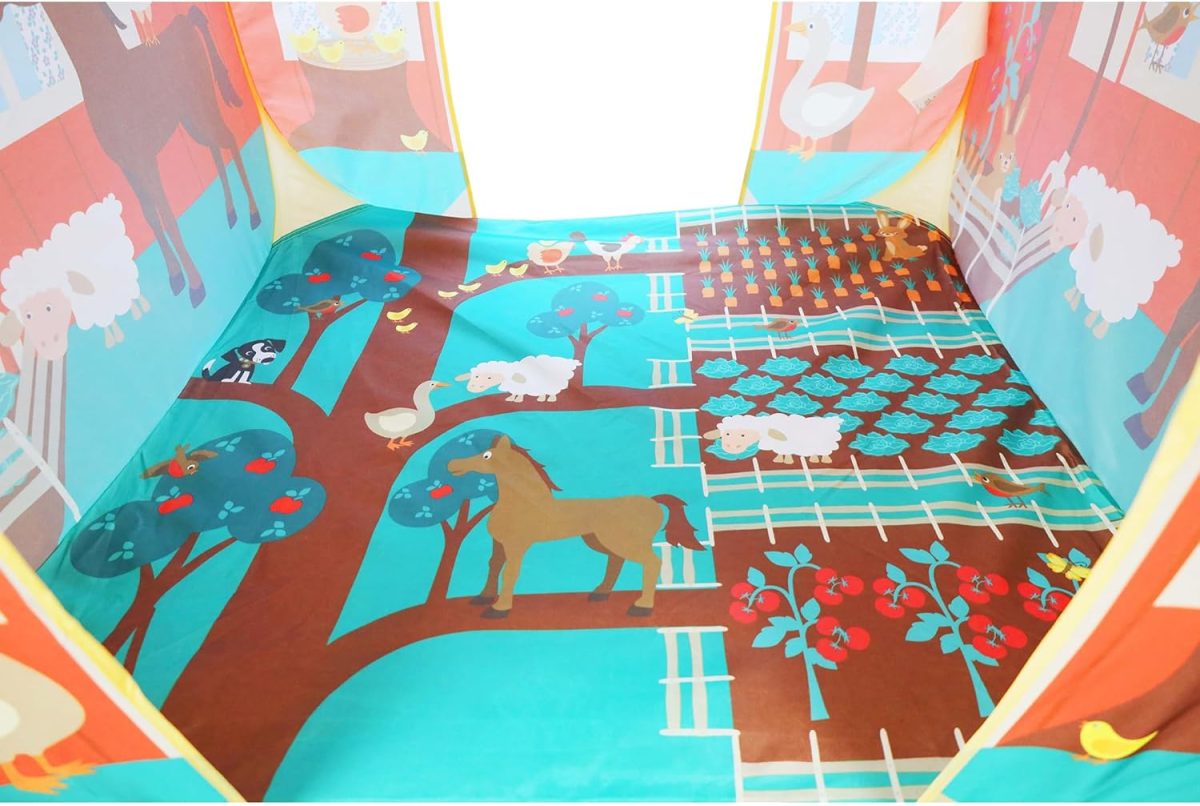 Pit Stop Tent with Race Mat Playhouse, Front & Back Doors, Spacious Interior, Pretend Play, Toddlers & Kids Ages 3+