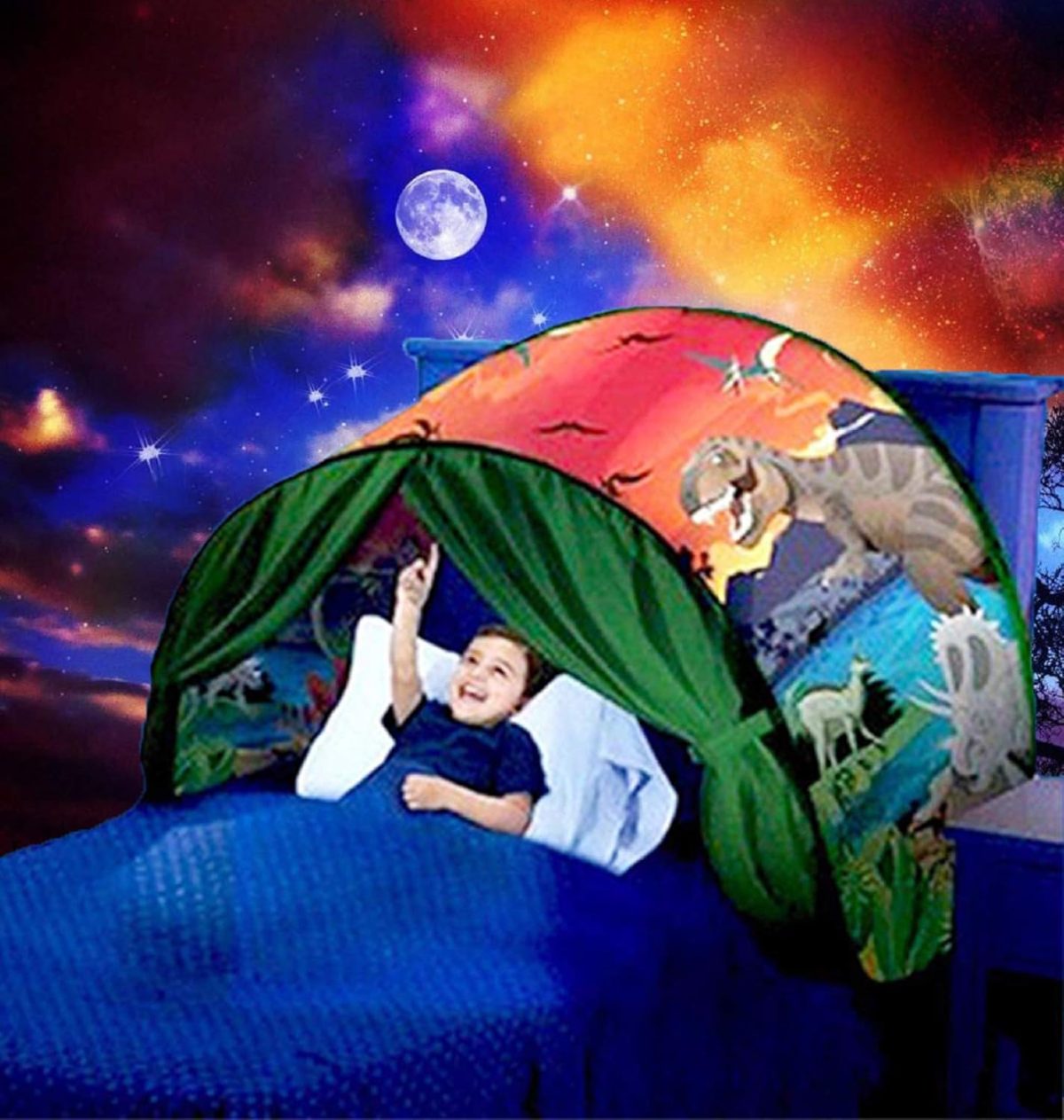 Kids Dream Bed Tent Twin Size - Deluxe Space Adventure & Dinosaur Island & Unicorn & Winter Wonderland, Boys Girls Pop up Play Tents Children Game Tent Magical Playhouse Christmas Birthday Gifts
