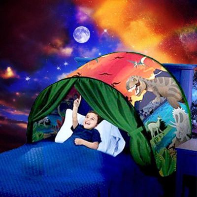 Kids Dream Bed Tent Twin Size - Deluxe Space Adventure & Dinosaur Island & Unicorn & Winter Wonderland, Boys Girls Pop up Play Tents Children Game Tent Magical Playhouse Christmas Birthday Gifts